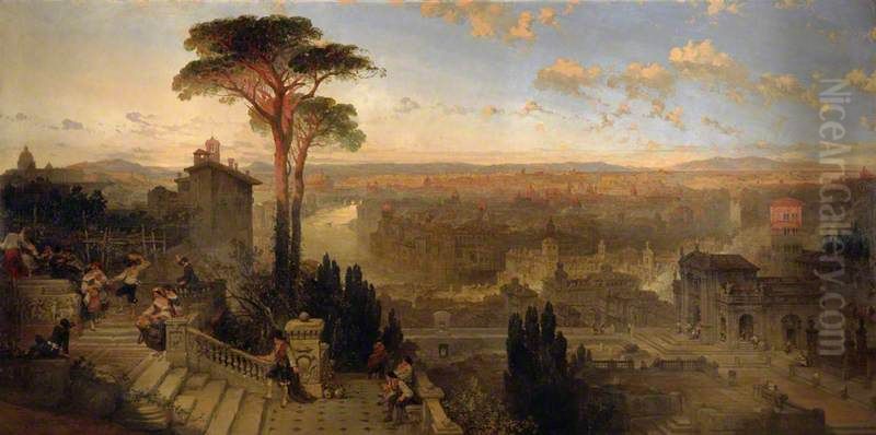 Sunset from the Convent of Sant' Onofrio on the Janiculum Oil Painting by David Roberts