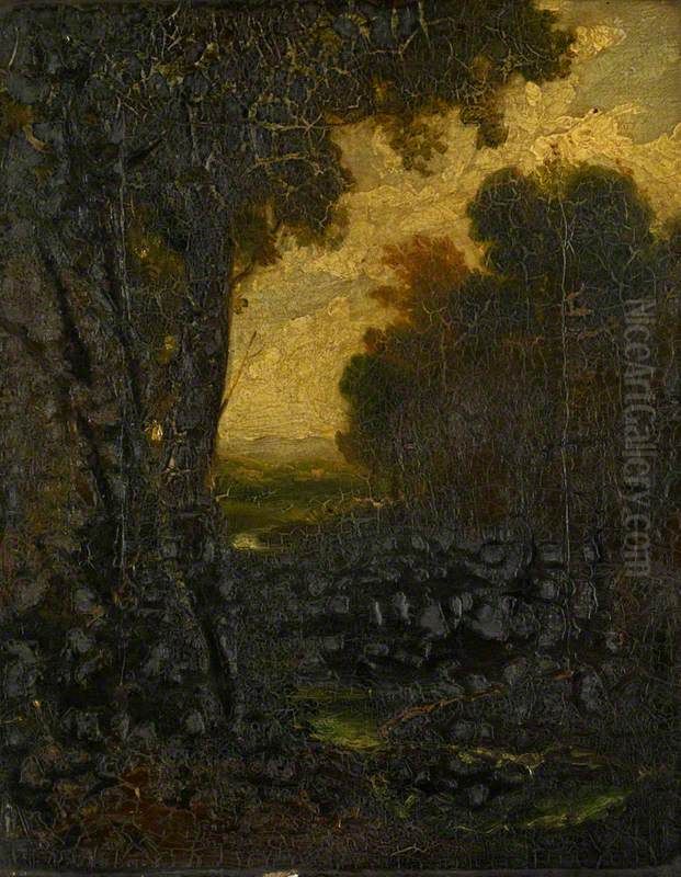 Trees on the Bank of a Stream Oil Painting by John Thomson