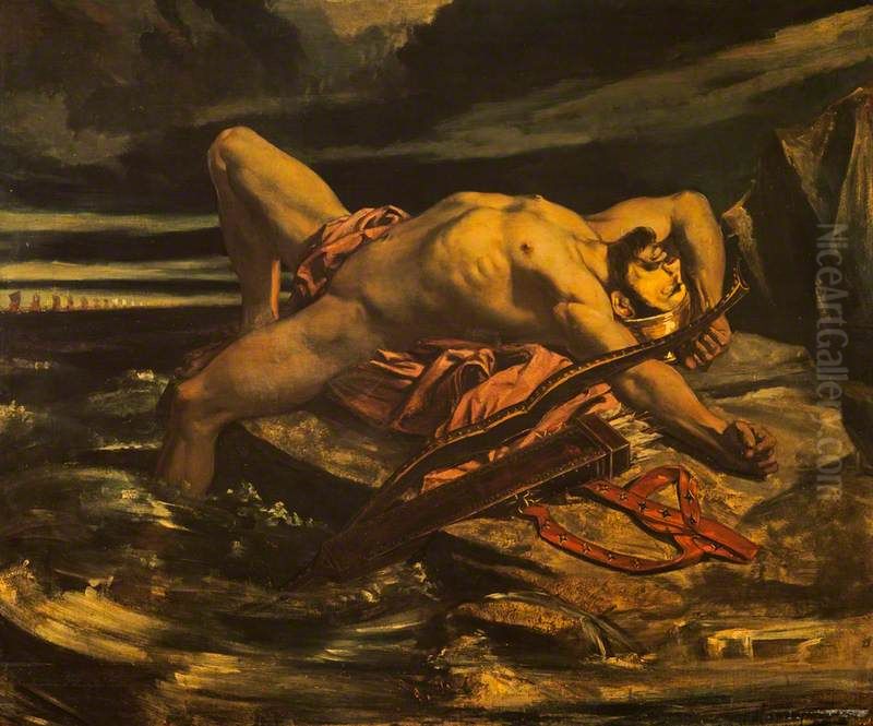 Philoctetes left on the Isle of Lemnos by the Greeks on their passage towards Troy Oil Painting by David Scott