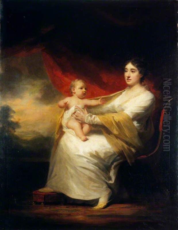 Charlotte Hall, Lady Hume Campbell of Marchmont, and her son, Sir Hugh Hume Campbell, 7th Bart of Marchmont (1812 - 1894) Oil Painting by Henry Raeburn