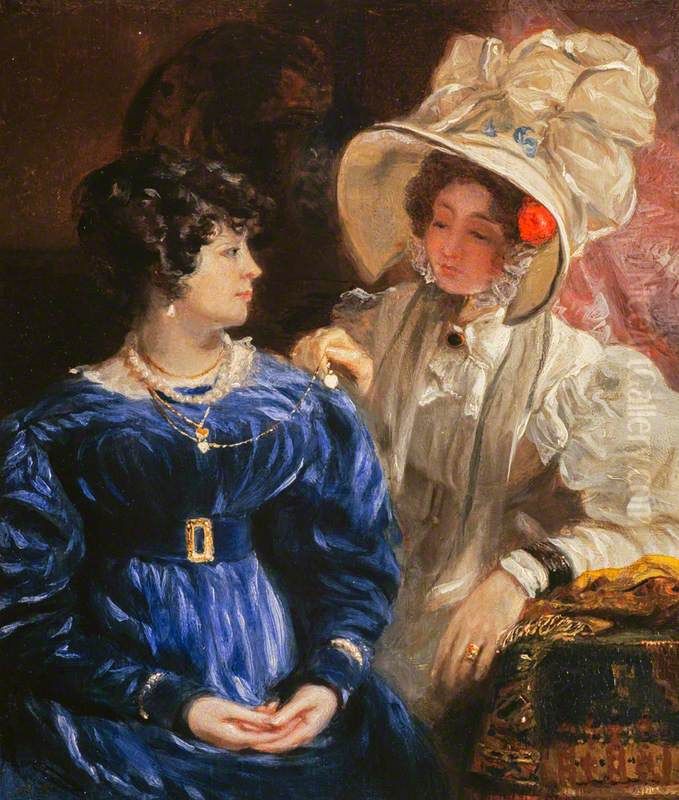Portrait of Two Women (possibly Adela Geddes (1791-1881), the Artist's Wife, and a Friend) Oil Painting by Andrew Geddes