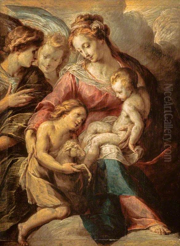 The Virgin and Child with the Infant Saint John and Attendant Angels Oil Painting by Giulio Cesare Procaccini