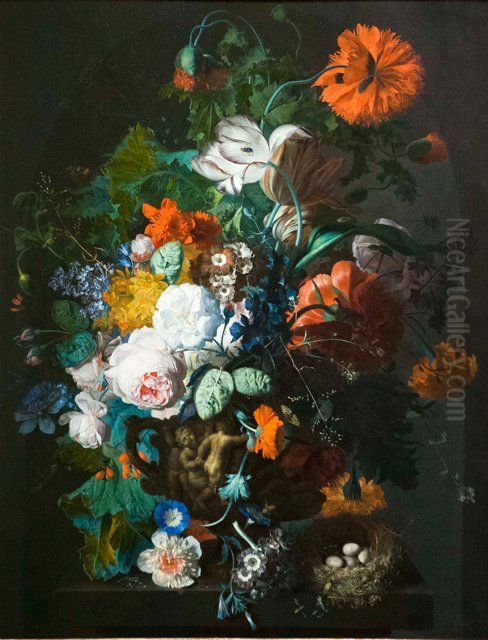 Flower Still Life with Bird's Nest Oil Painting by Jan Van Huysum Flower Still Life with Bird's Nest Oil Painting by Jan Van Huysum