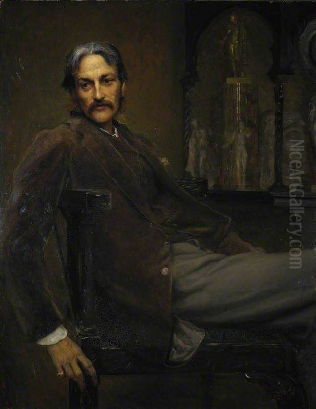 Andrew Lang, 1844 - 1912. Poet and writer Oil Painting by William Blake Richmond