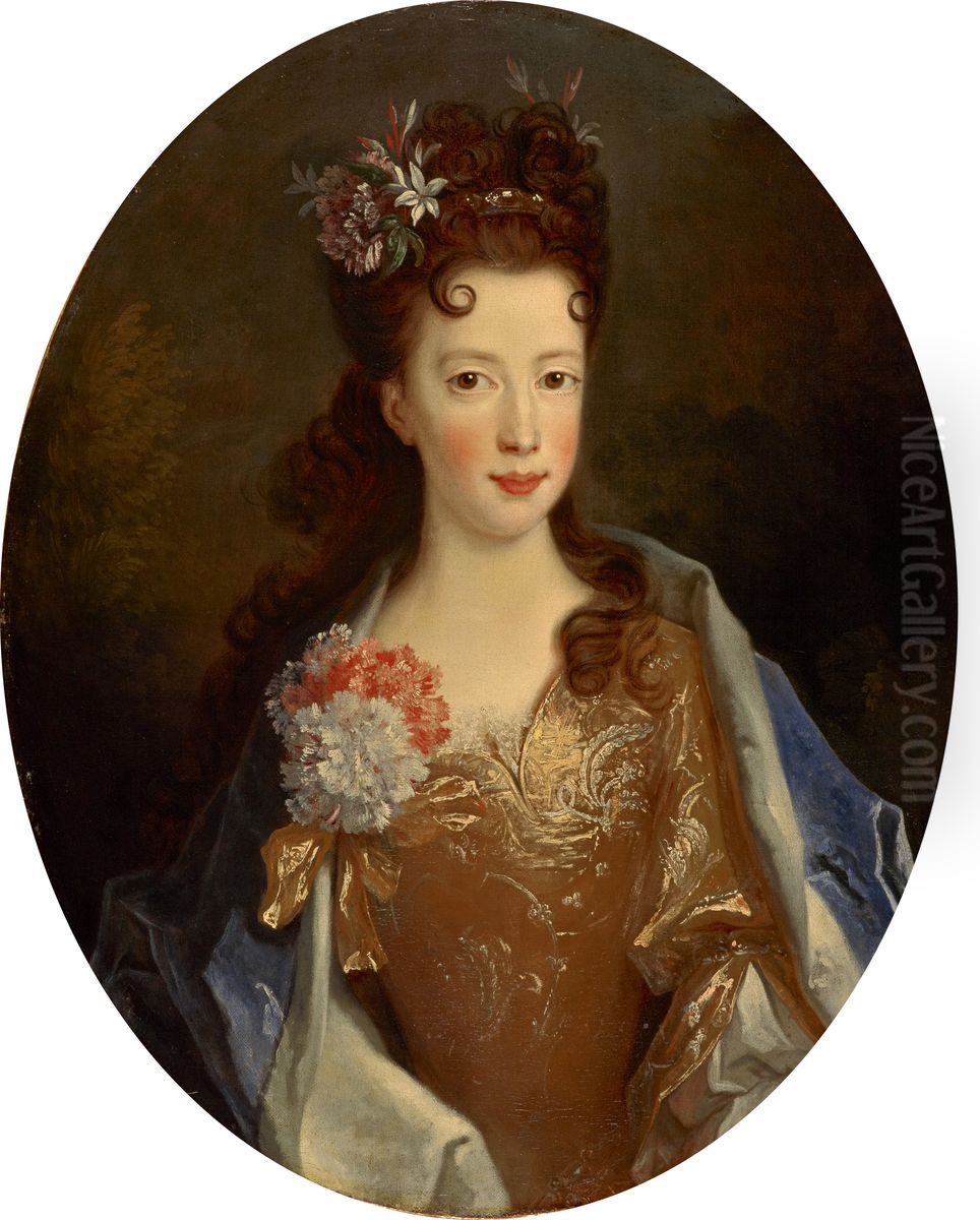 Princess Louisa Maria Teresa Stuart, 1692 - 1712. Daughter of James VII and II Oil Painting by Alexis-Simon Belle