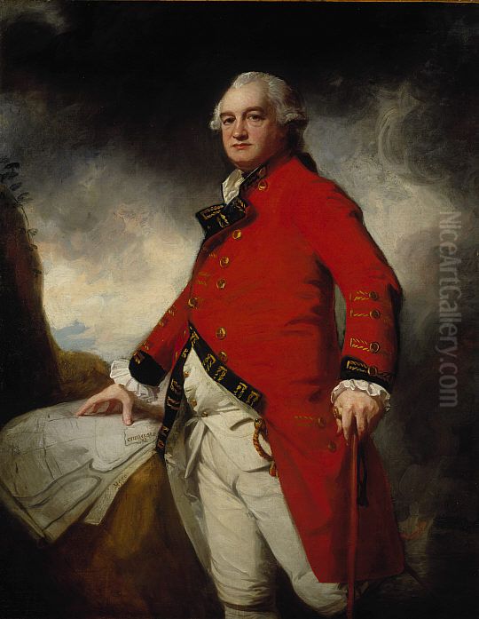 Major-General James Stuart, about 1735 - 1793. Commander-in-Chief in Madras Oil Painting by George Romney