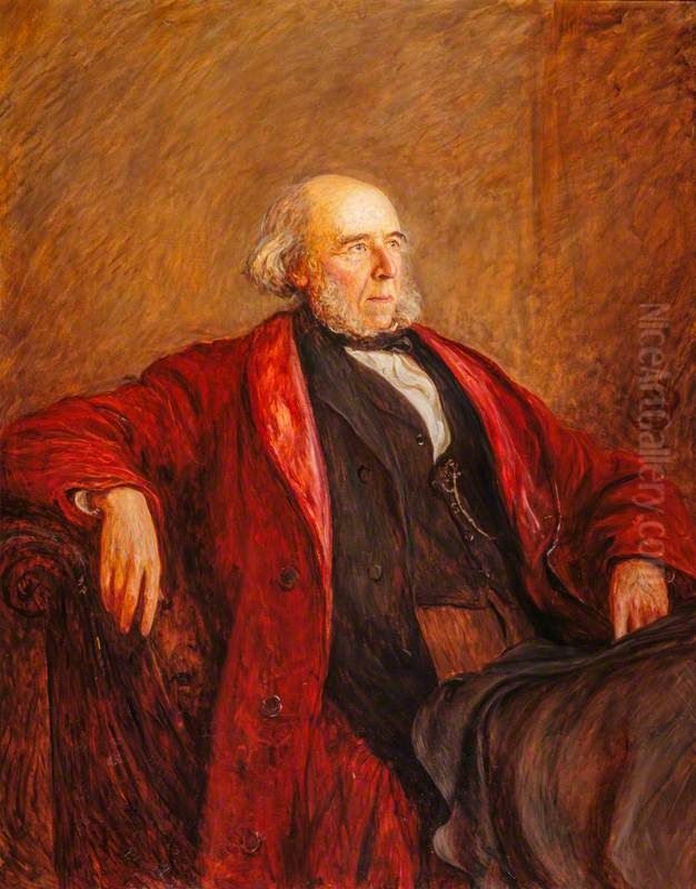 Herbert Spencer, 1820 - 1903. Philosopher Oil Painting by Hubert von Herkomer Herbert Spencer, 1820 - 1903. Philosopher Oil Painting by Hubert von Herkomer