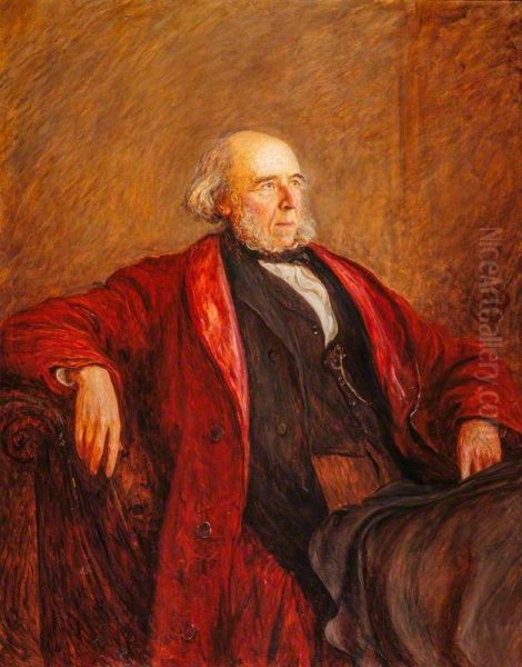 Herbert Spencer, 1820 - 1903. Philosopher Oil Painting by Hubert von Herkomer