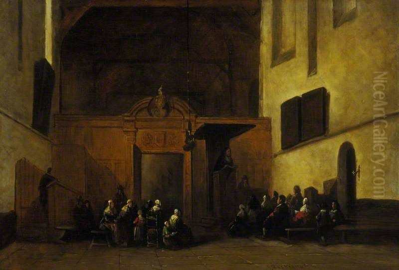 The Preacher Oil Painting by Johannes Bosboom The Preacher Oil Painting by Johannes Bosboom