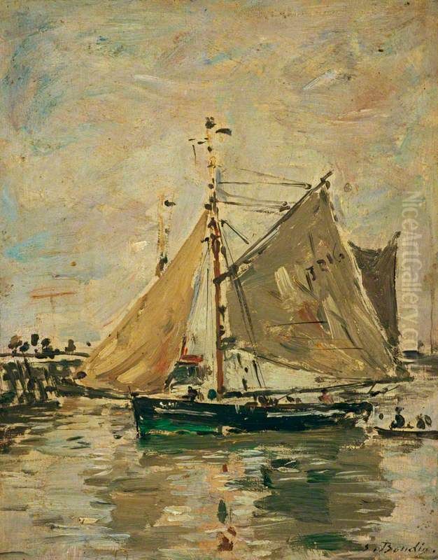 A Fishing Boat, Trouville Oil Painting by Eugene Louis Boudin