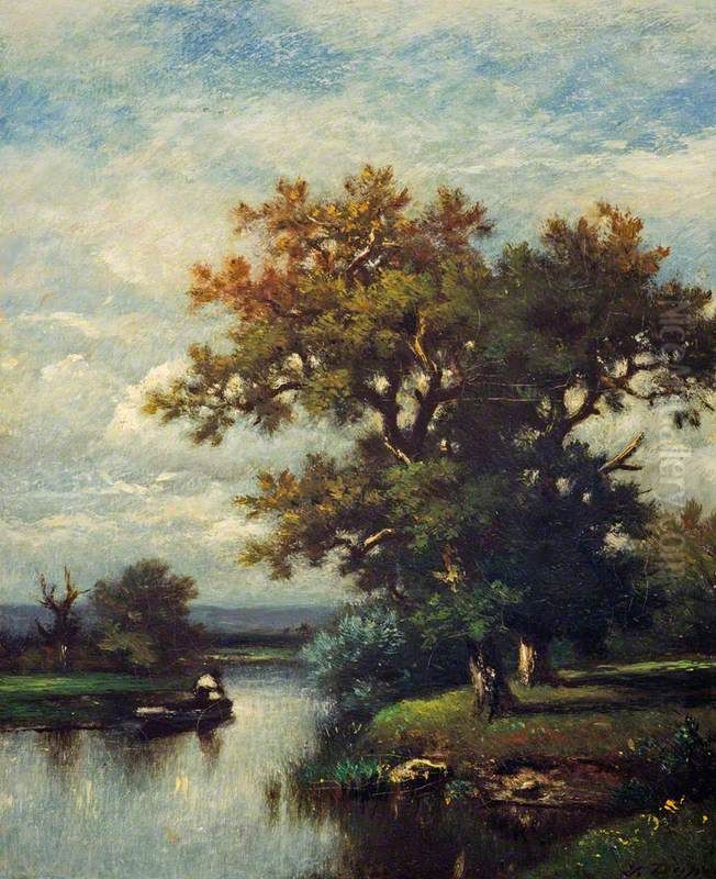 A Fisherman Oil Painting by Jules Dupre