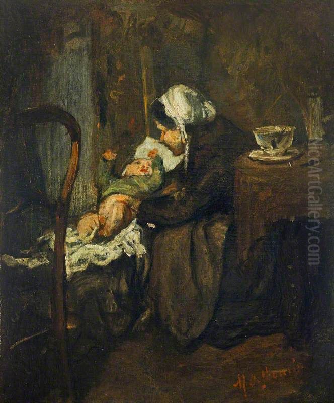 Mother and Child Oil Painting by Marcellin Desboutin