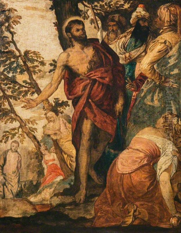Saint John the Baptist Preaching (after Veronese) Oil Painting by William Etty