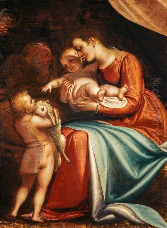 The Holy Family with the Infant Saint John the Baptist Oil Painting by Luca Cambiaso