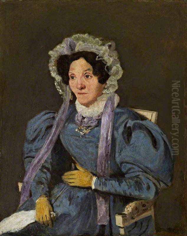 The Artist's Mother (Marie Francoise Oberson, 1769 - 1851) Oil Painting by Jean-Baptiste Camille Corot