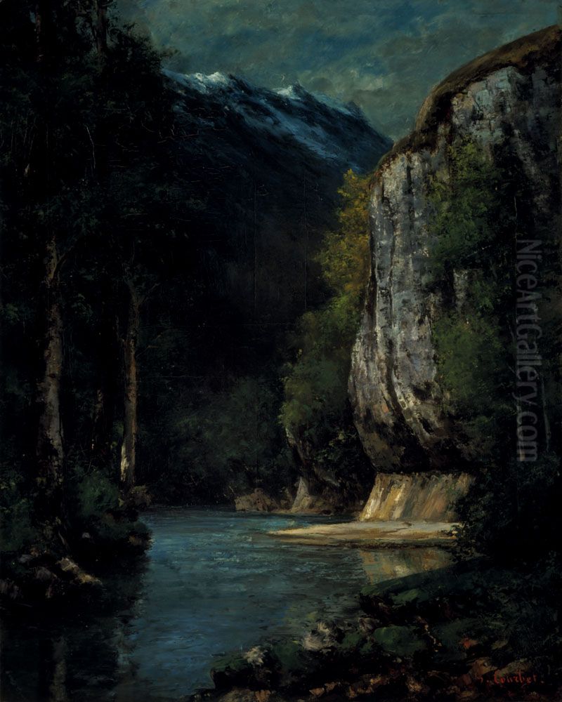 A River in a Mountain Gorge Oil Painting by Gustave Courbet