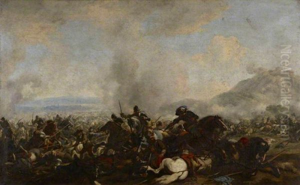 A battle Oil Painting by Jacques Courtois