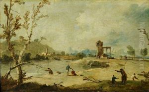 River Landscape with a Ruined Tower and a Distant Village