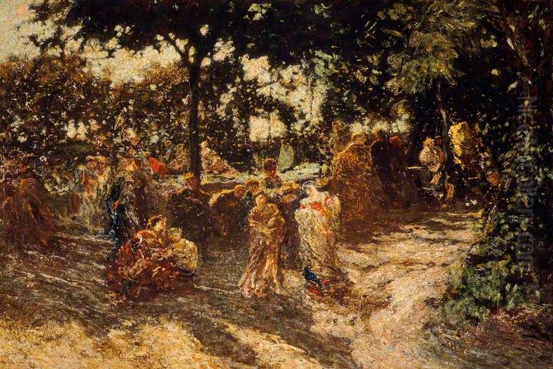 The Fete Oil Painting by Adolphe Joseph Thomas Monticelli