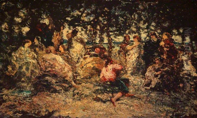 A Woodland Fete Oil Painting by Adolphe Joseph Thomas Monticelli