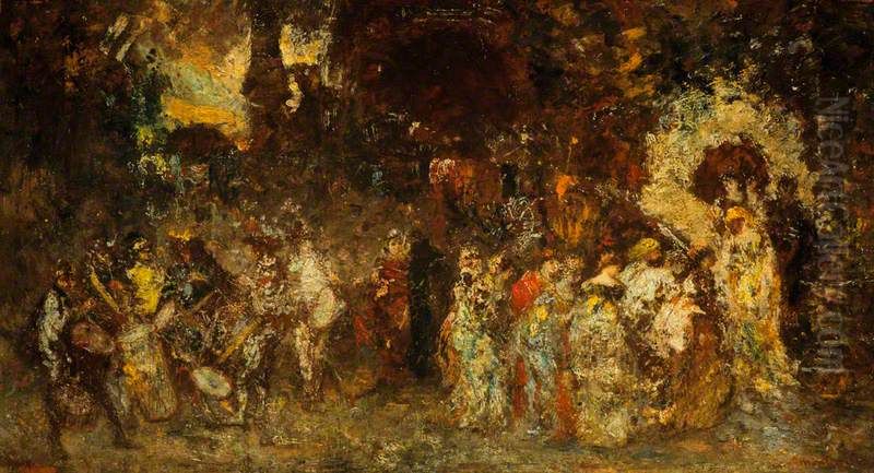 A Garden Fete Oil Painting by Adolphe Joseph Thomas Monticelli