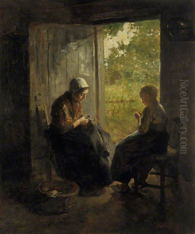 Busy Oil Painting by Albert Neuhuys