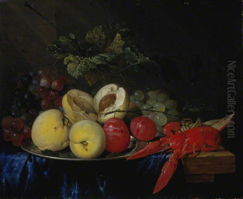A Still Life with Fruit and Lobster Oil Painting by Jan Davidsz. De Heem