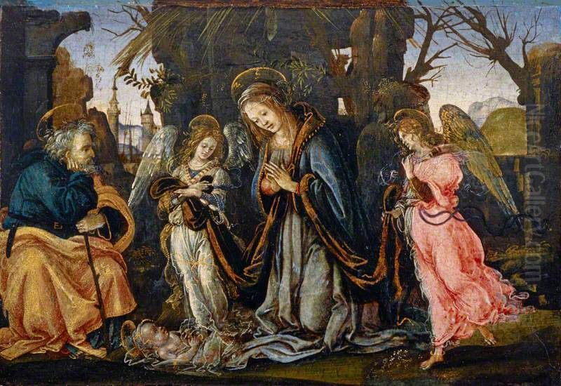 The Nativity with Two Angels Oil Painting by Filippino Lippi