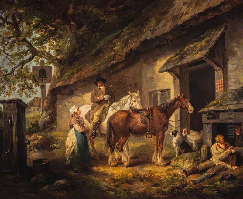 The Public House Door Oil Painting by George Morland