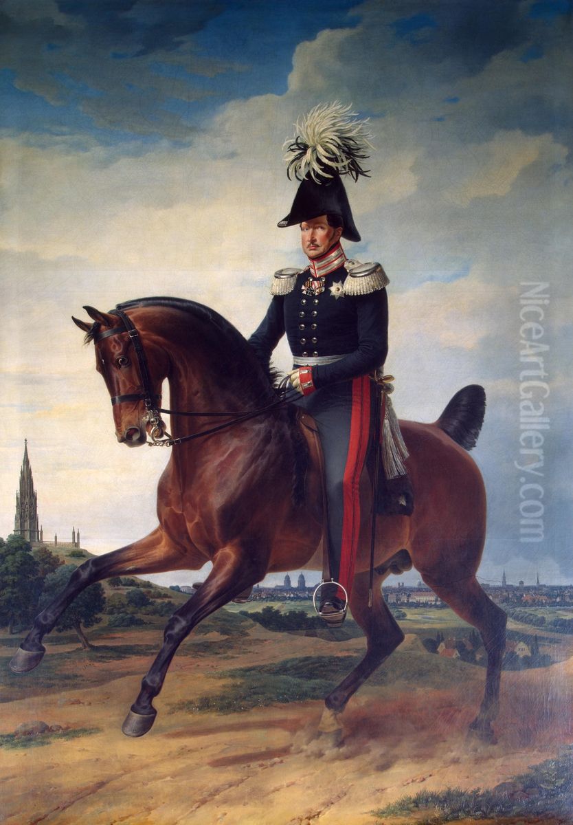 Equestrian portrait ofFrederick William III(1770-1840) Oil Painting by Franz Kruger