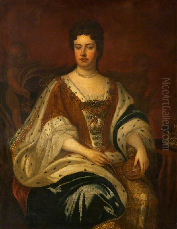 Queen Anne, 1665 - 1714. Reigned 1702 - 1714 Oil Painting by Godfrey Kneller