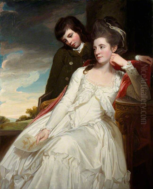 Jane Maxwell, Duchess of Gordon, c 1749 - 1812. Wife of the 4th Duke of Gordon (With her son, George Duncan, 1770 - 1836. Marquess of Huntly, later 5th Duke of Gordon. General) Oil Painting by George Romney Jane Maxwell, Duchess of Gordon, c 1749 - 1812. Wife of the 4th Duke of Gordon (With her son, George Duncan, 1770 - 1836. Marquess of Huntly, later 5th Duke of Gordon. General) Oil Painting by George Romney