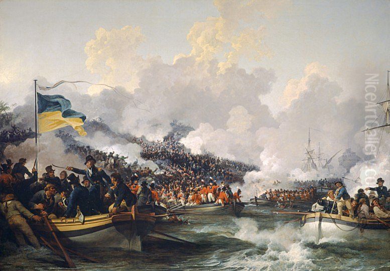 The landing of British troops at Aboukir, 8 March 1801 Oil Painting by Philip James de Loutherbourg