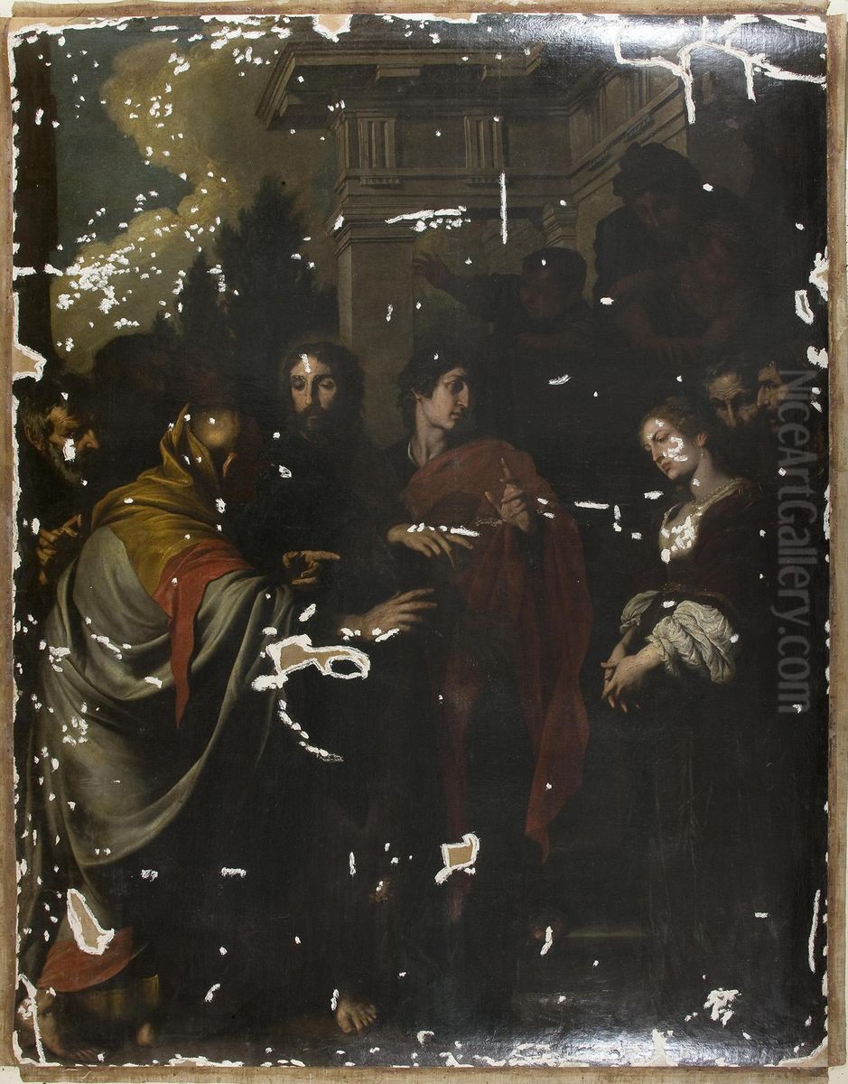 Christ and the Woman Taken in Adultery Oil Painting by Pietro Novelli
