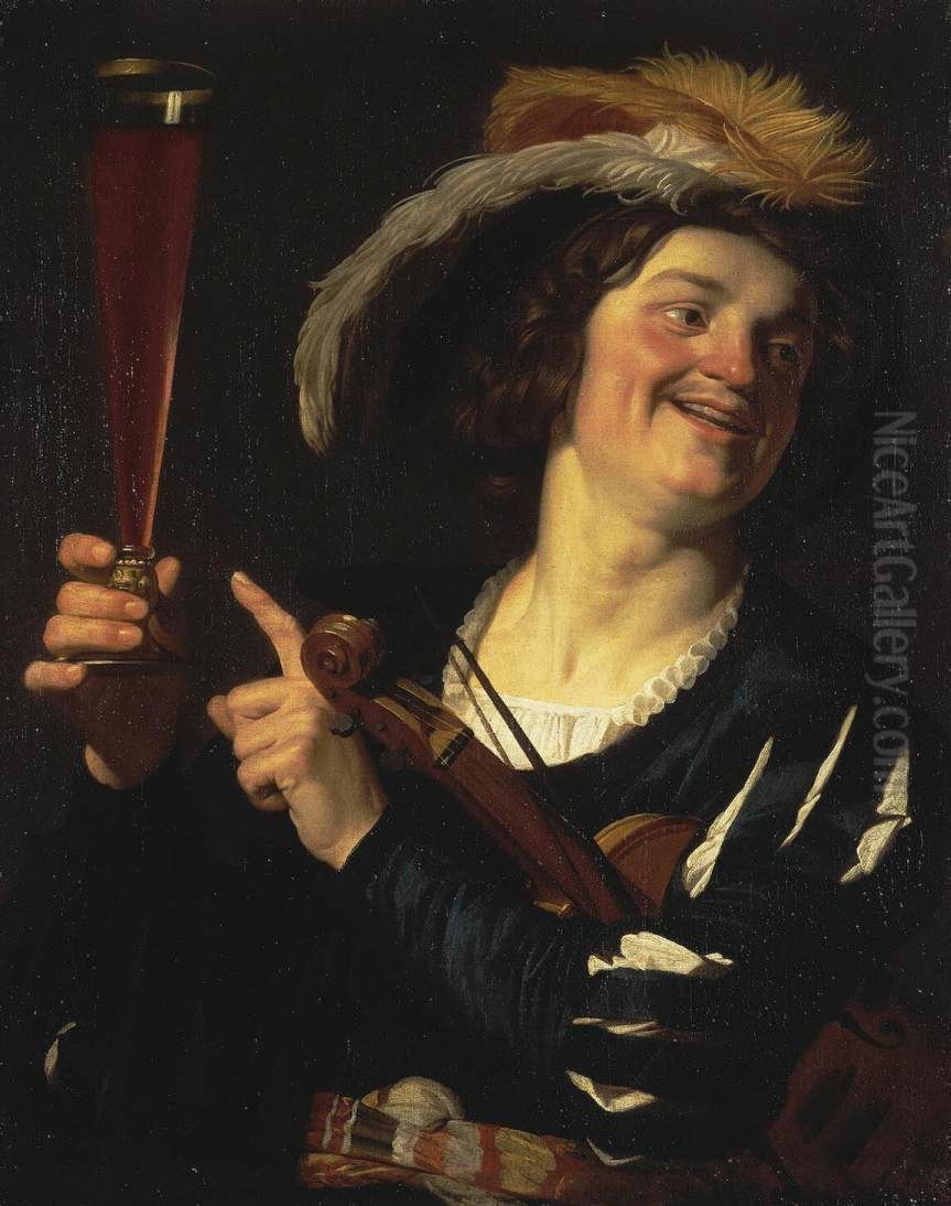 Convival Fellow Oil Painting by Gerard van Honthorst