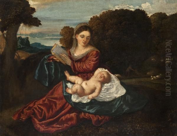 The Virgin and Sleeping Christ Child Oil Painting by Titian