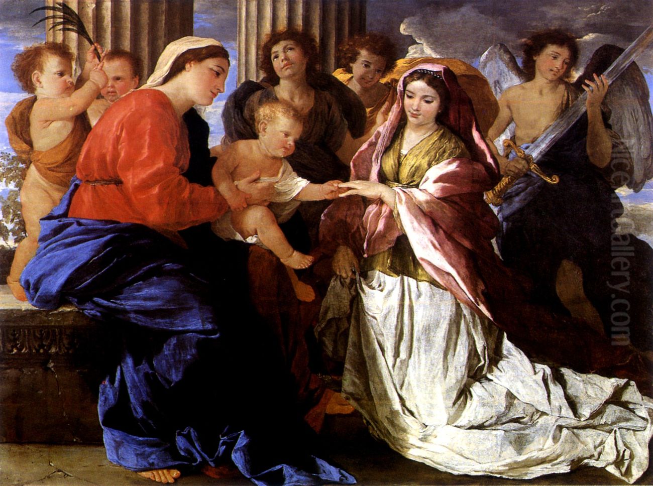 Le Mariage mystique de sainte Catherine Oil Painting by Nicolas Poussin