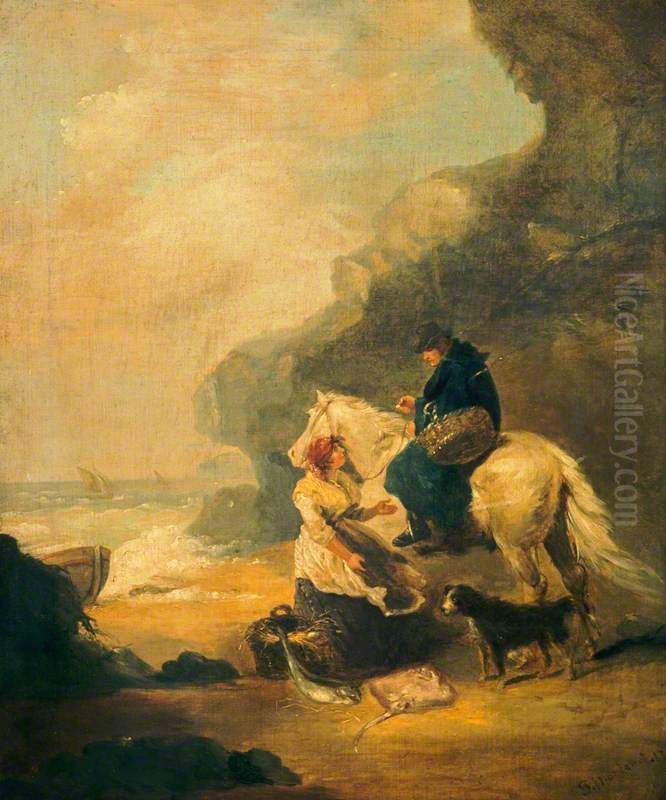Selling Fish Oil Painting by George Morland