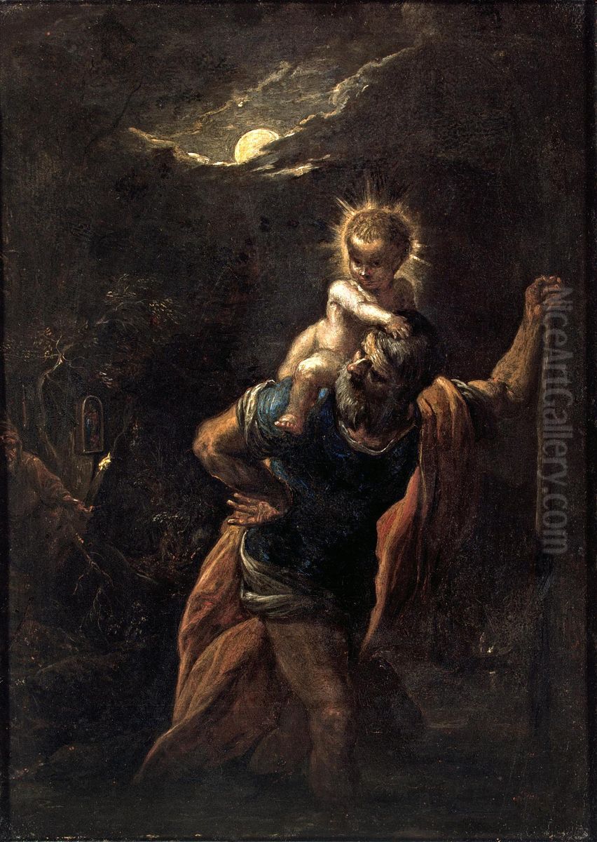 Saint Christopher Oil Painting by Adam Elsheimer