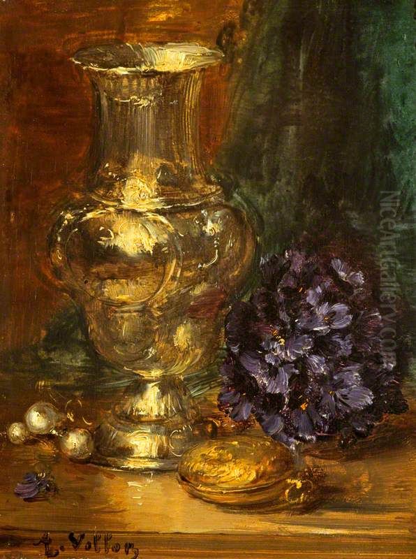 The Silver Vase Oil Painting by Antoine Vollon
