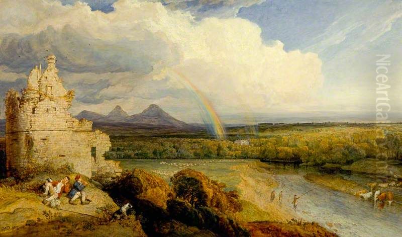The Eildon Hills and the Tweed Oil Painting by James Ward