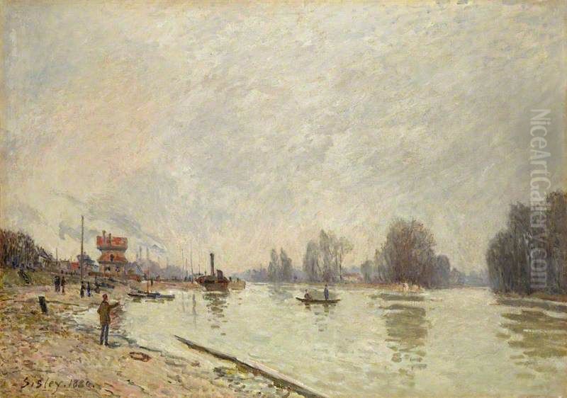 The Seine at Suresnes Oil Painting by Alfred Sisley