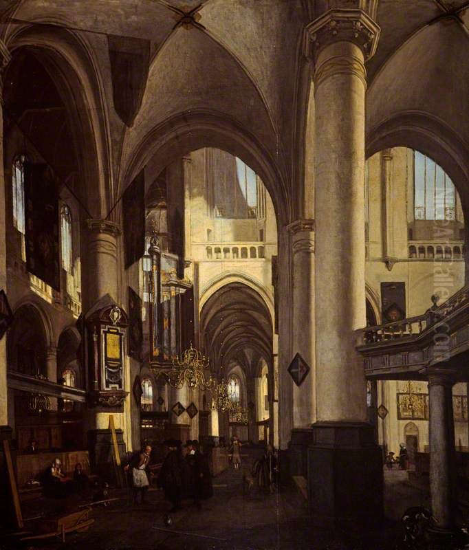 The Interior of a Dutch Church Oil Painting by Emanuel de Witte