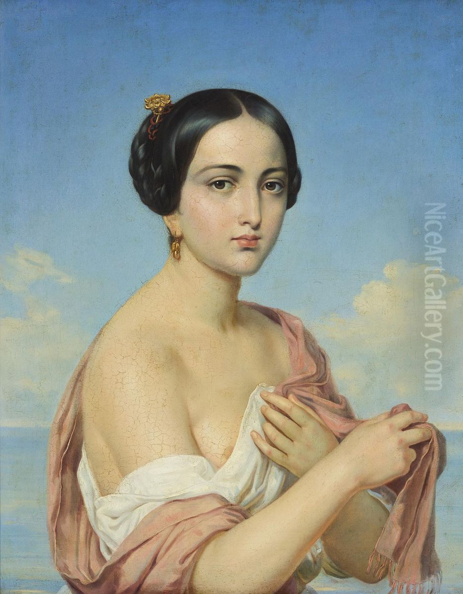 Italian Woman Oil Painting by Alexey Vassilievich Tyranov