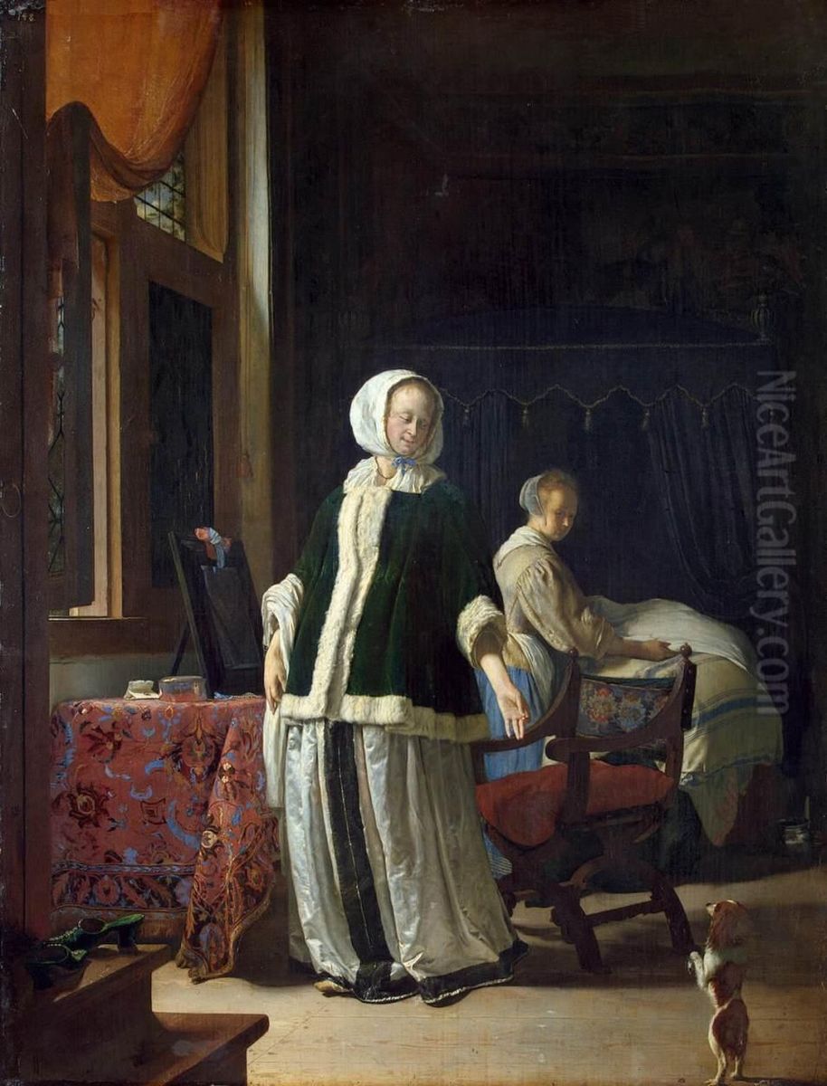 Lady at het Toilet Oil Painting by Frans van Mieris