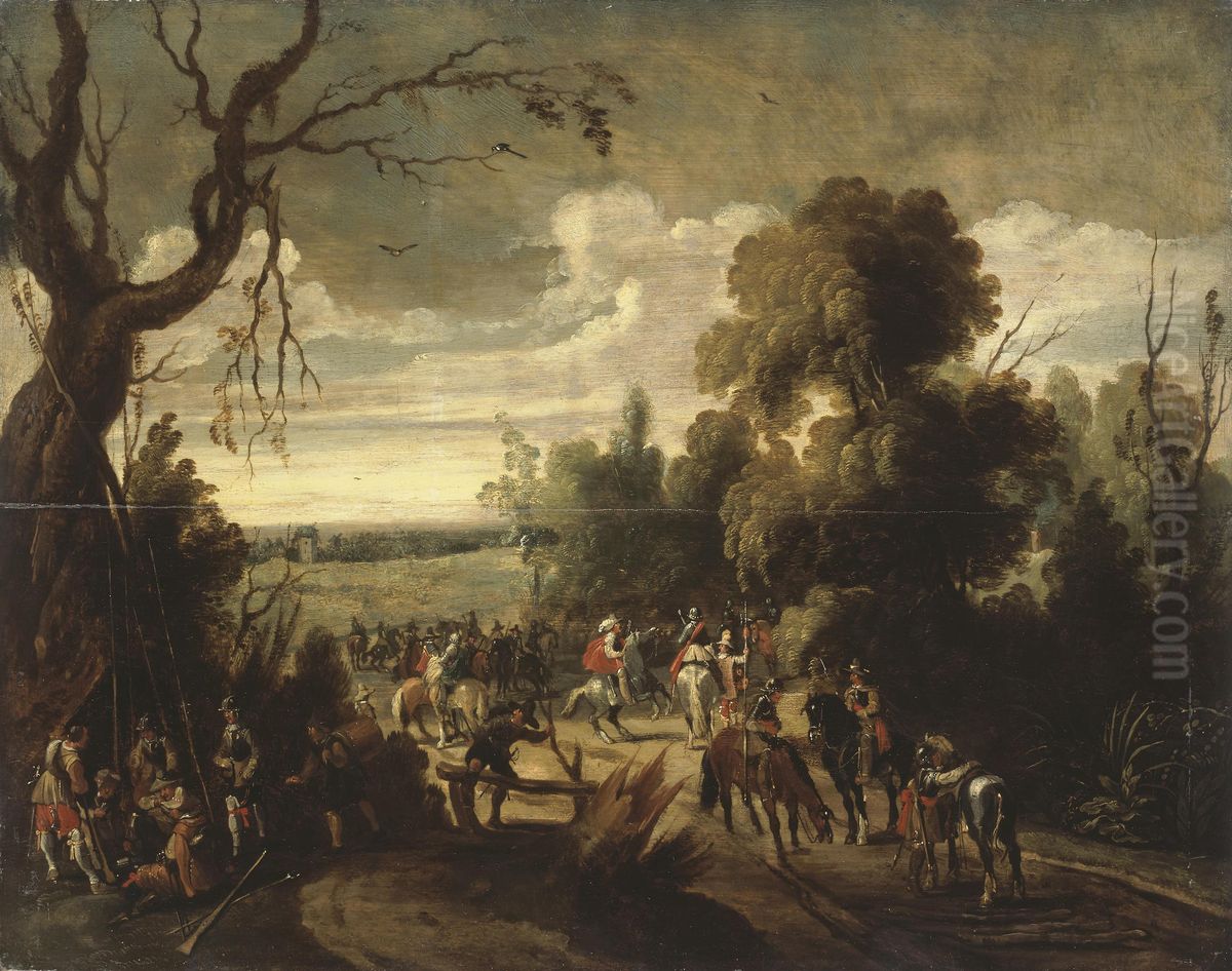Rest of Cavalrymen Oil Painting by Sebastiaen Vrancx