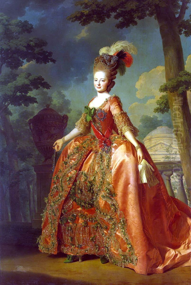 Portrait of Grand Duchess Maria Fiodorovna Oil Painting by Alexander Roslin