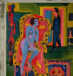 Interieur mit nackter Liegender und Mann [Interior with Nude Woman and Man]
