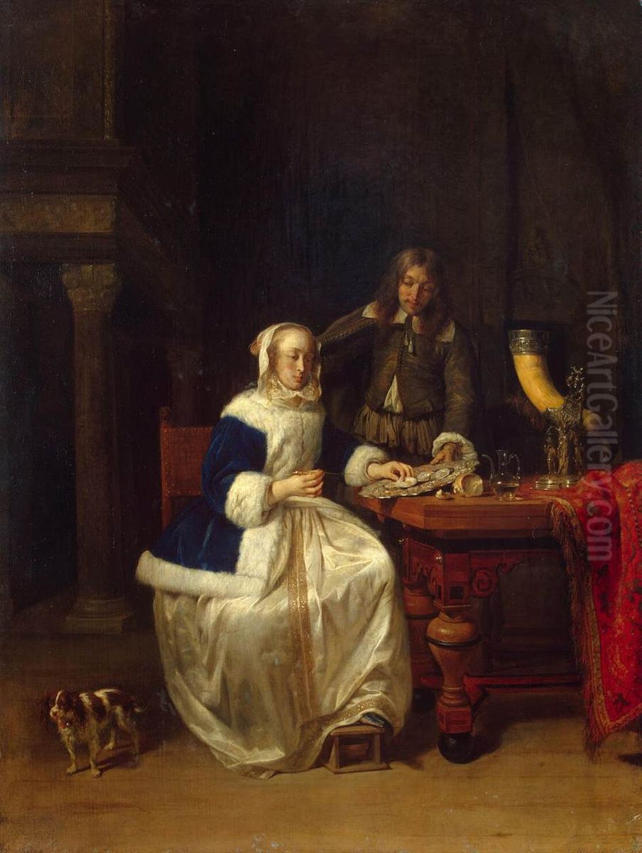Breakfast Oil Painting by Gabriel Metsu