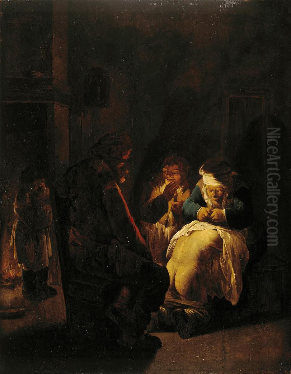 Peasants in an interior Oil Painting by Andries Both
